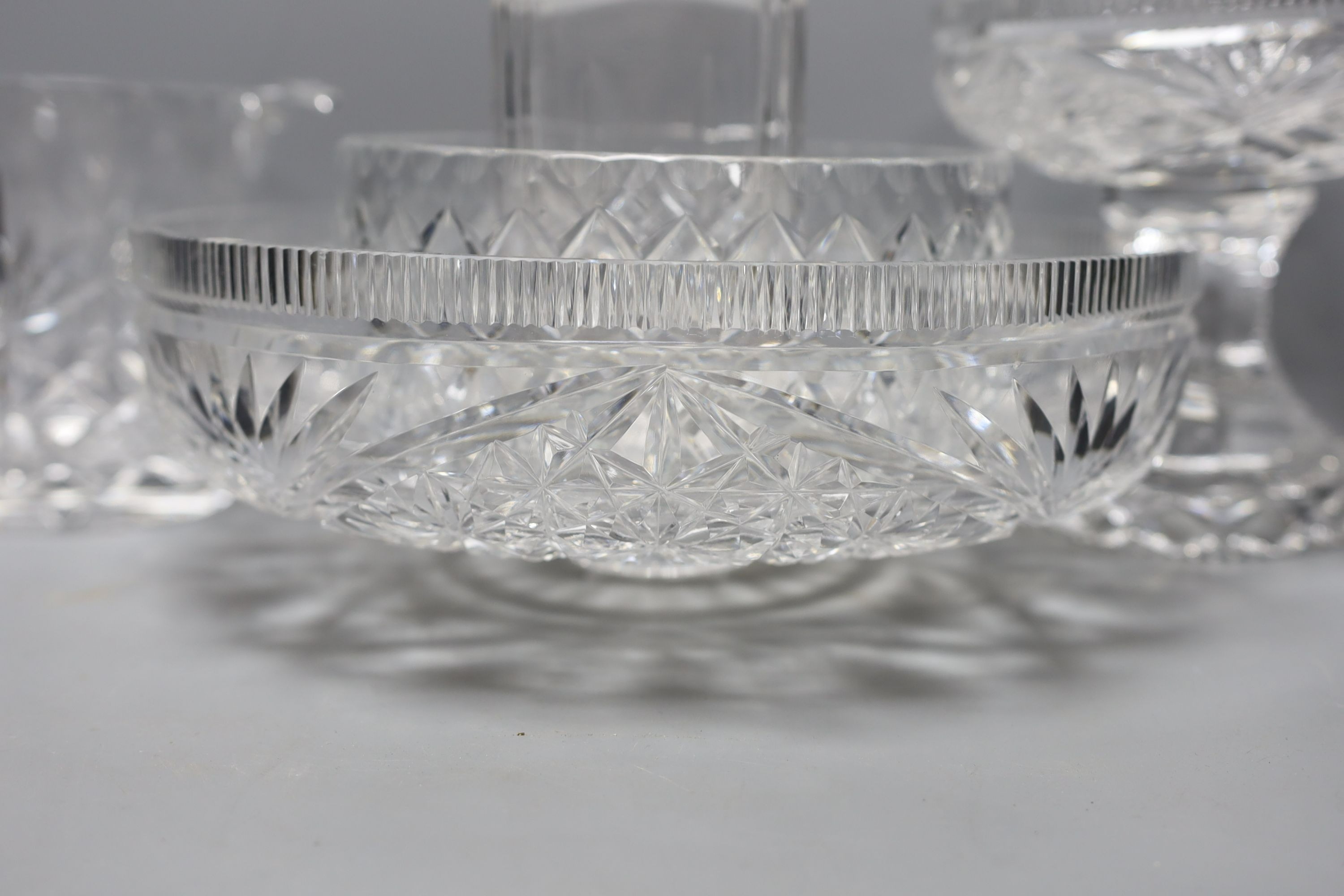 Cut glass tableware including spirit decanter, 24cm